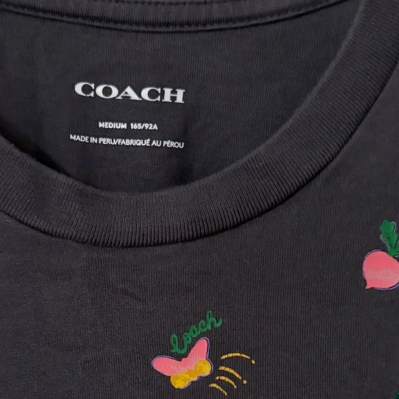 Coach dark gray Tee with Colorful Butterfly Embroidery - Picture 7 of 7
